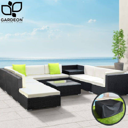 Gardeon 11PC Sofa Set with Storage Cover Outdoor Furniture Wicker