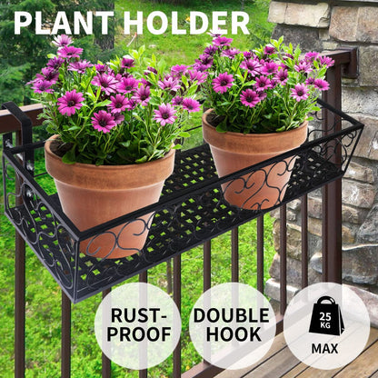 Plant Holder Plant Stand Hanging Flower Pot Basket Garden Wall Rack Shelf Rectangle Black