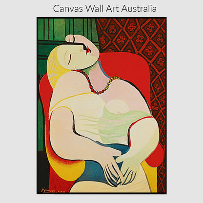 Canvas Wall Art 70cmx100cm The dream by Pablo Picasso Gold Frame