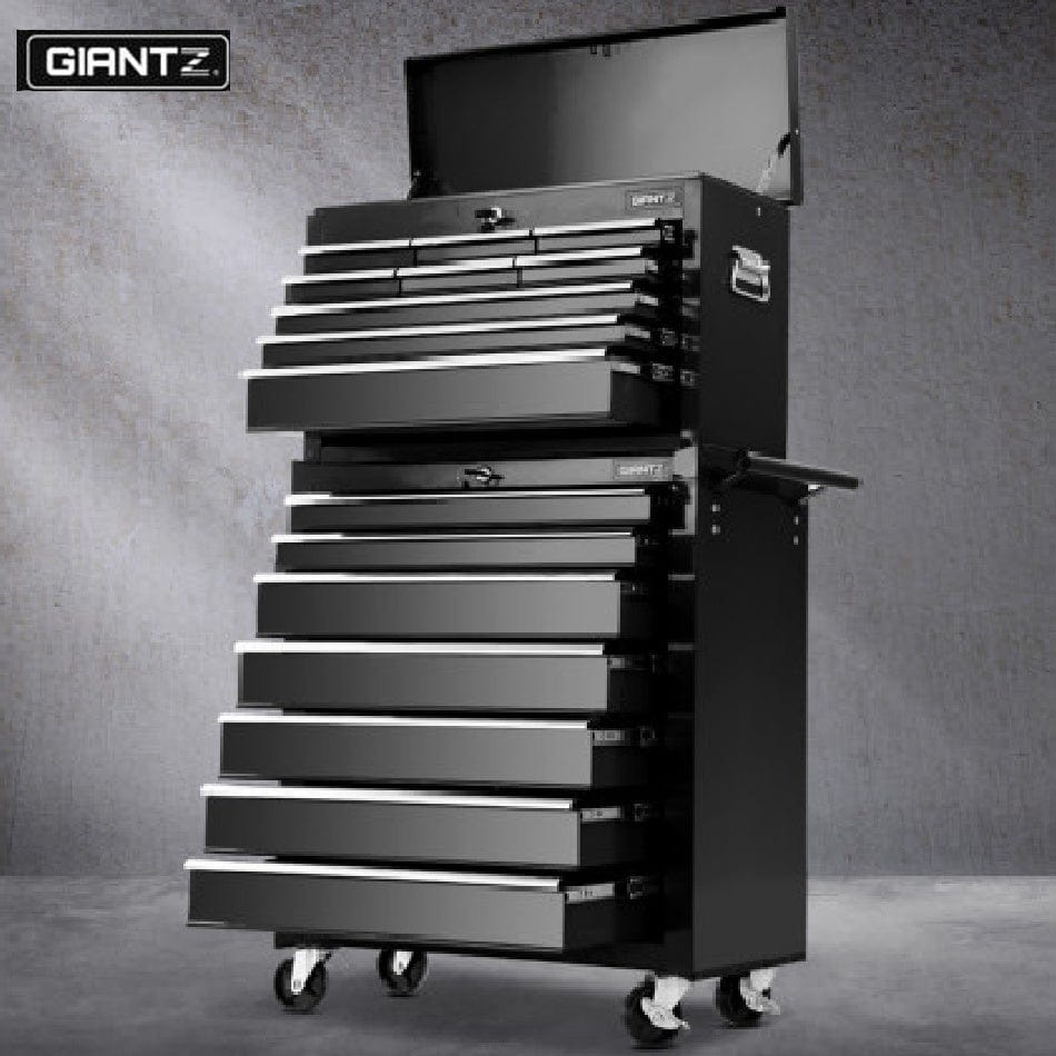 Giantz 16 Drawers Tool Box Trolley Black
