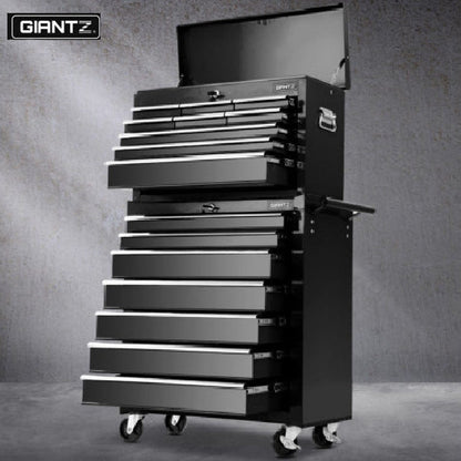 Giantz 16 Drawers Tool Box Trolley Black