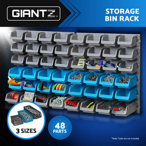 Giantz 48 Bin Wall Mounted Rack Storage Organiser