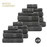 Royal Comfort 18 Piece Cotton Bamboo Towels Bundle Set 450GSM Luxurious Absorbent - Granite