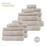 Royal Comfort 18 Piece Cotton Bamboo Towels Bundle Set 450GSM Luxurious Absorbent - Beige