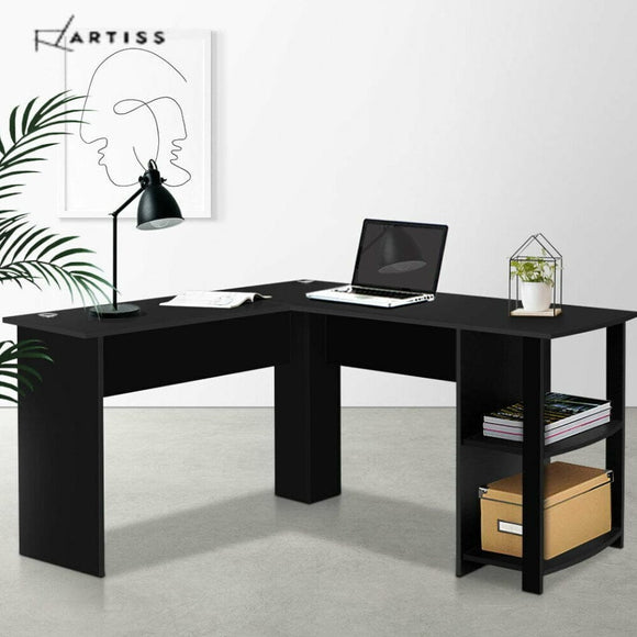 Artiss Office Computer Desk Corner Student Study Table Workstation L-Shape Black