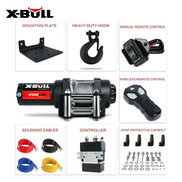 X-BULL 4X4 Electric Winch 4500LBS/2041KG Steel Cable Wireless Remote Boat ATV 4WD