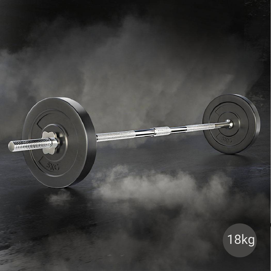 Everfit 18kg Barbell Set Weight Plates Bar Lifting Bench 168cm