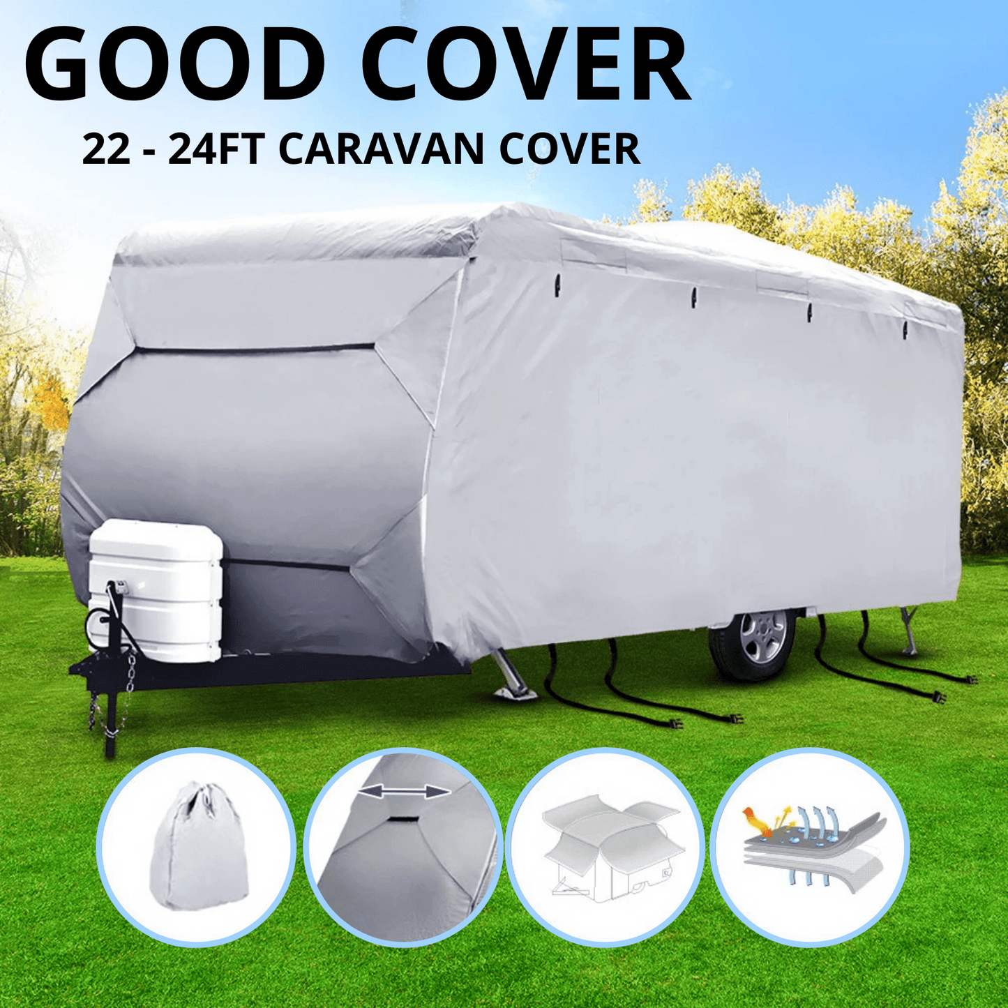 Weisshorn 22-24ft Caravan Cover Campervan 4 Layer UV Water Resistant