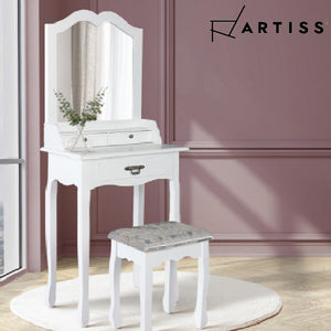 Dressing Table Stool Mirror Drawer Makeup Jewellery Cabinet White Desk