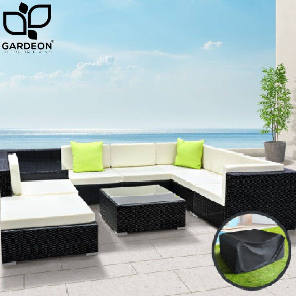 Gardeon 9PC Sofa Set with Storage Cover Outdoor Furniture Wicker