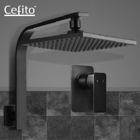 Cefito WElS 8'' Rain Shower Head Mixer Square High Pressure Wall Arm DIY Black