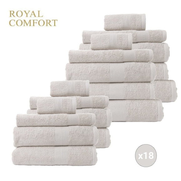 Royal Comfort 18 Piece Cotton Bamboo Towels Bundle Set 450GSM Luxurious Absorbent - Sea Holly