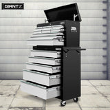 Giantz 14 Drawers Tool box Trolley Black & Silver