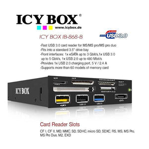 ICY BOX 3.5" USB 3.0 Multi Card Reader with USB charging port (IB-868-B)