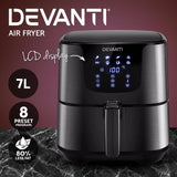Devanti Air Fryer 7L LCD Fryers Oven Air fryer Kitchen Healthy Cooker Stainless Steel