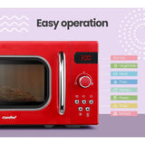 20L Microwave Oven 700W Countertop Benchtop Kitchen 8 Cooking Settings Red
