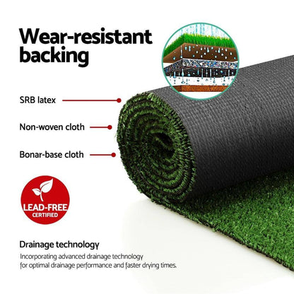 Prime Turf Artificial Grass 2mx5m 10mm Synthetic Fake Lawn Turf Plant Plastic Olive