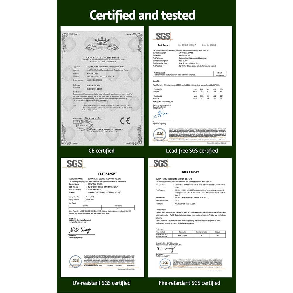 Prime Turf Artificial Grass Synthetic 20 SQM Fake Lawn 17mm 1X10M