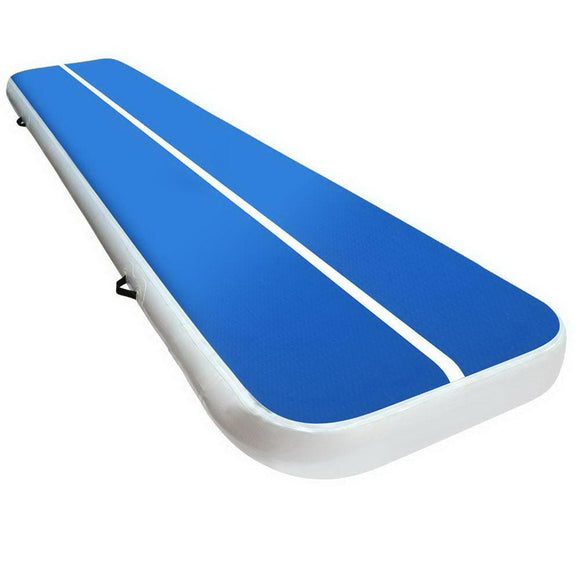 4m x 1m Inflatable Air Track Mat 20cm Thick Gymnastic Tumbling Blue And White.