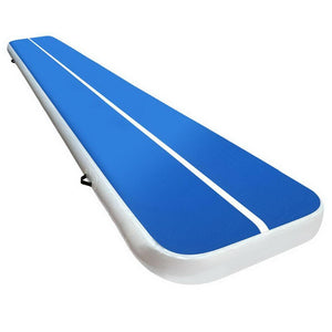 5m x 1m Inflatable Air Track Mat 20cm Thick Gymnastic Tumbling Blue And White.