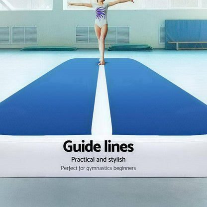5X1M Inflatable Air Track Mat 20CM Thick with Pump Tumbling Gymnastics Blue