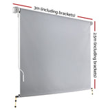 Retractable Straight Drop Roll Down Awning Instahut 3m x 2.5m - Grey