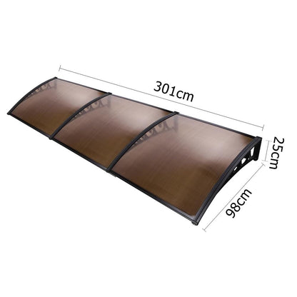 Window Door Awning Shade 1 x 3m - Brown