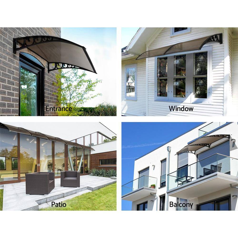 Window Door Awning Door Canopy Patio UV Sun Shield BROWN 1mx4m DIY-Instahut