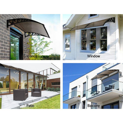 Window Door Awning Door Canopy Patio UV Sun Shield BROWN 1mx4m DIY-Instahut