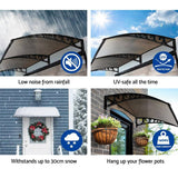 Window Door Awning Door Canopy Patio UV Sun Shield BROWN 1mx4m DIY-Instahut