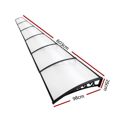 Window Door Awning Door Canopy Patio UV Sun Shield WHITE 1m x 6m DIY