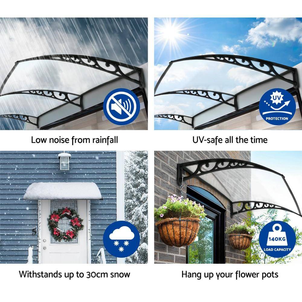 Window Door Awning Door Canopy Patio UV Sun Shield WHITE 1m x 6m DIY