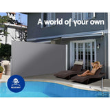 Set of 2 Instahut Side Awning Sun Shade Outdoor Blinds Retractable Screen 2mx3m GR