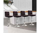 4x Leather Bar Stools NOEL Kitchen Chairs Swivel Bar Stool Gas Lift Brown