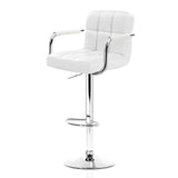 4x Bar Stools Kitchen Swivel Bar Stool Leather Gas Lift Chairs White
