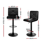 4x Bar Stools Leather Chrome Kitchen Cafe Bar Stool Chair Gas Lift Black