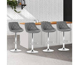 4x Kitchen Bar Stools Swivel Bar Stool PU Leather Gas Lift Chairs Grey