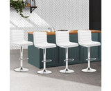 4x Leather Bar Stools ARNE Swivel Bar Stool Kitchen Chairs White Gas Lift