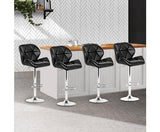 4x Kitchen Bar Stools Swivel Bar Stool Leather Gas Lift Chairs Black