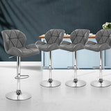 4x Kitchen Bar Stools Swivel Bar Stool Leather Gas Lift Chairs Grey
