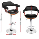 Artiss 2x Wooden Bar Stools SELINA Kitchen Swivel Bar Stool Chairs Leather Black
