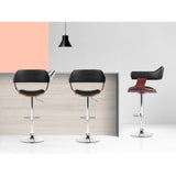 Artiss 2x Wooden Bar Stools SELINA Kitchen Swivel Bar Stool Chairs Leather Black