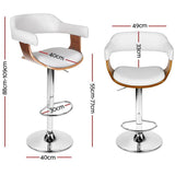 Artiss 2x Wooden Bar Stools SELINA Kitchen Swivel Bar Stool Chairs Leather White