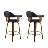 Artiss 2x Bar Stools Wooden Swivel Bar Stool Kitchen Dining Chair Wood Black