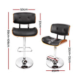 Artiss 2x Wooden Bar Stools Bar Stool Kitchen Chair Dining Black Pad Gas Lift 8045