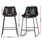 Artiss Set of 2 Bar Stools Kitchen Metal Bar Stool Dining Chairs PU Leather Black