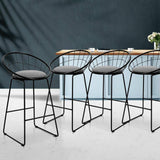 Artiss 4x Nordic Bar Stools Metallic Bar Stool Kitchen Chairs Fabric Grey Black