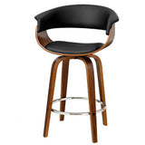 4X Bar Stools Wooden Bar Stool Swivel Kitchen Dining Chairs Leather Black