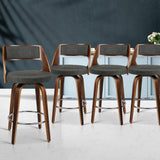Artiss 4x Wooden Bar Stools Swivel Bar Stool Kitchen Chairs Charcoal Fabric