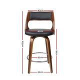 Artiss 4x Wooden Bar Stools Swivel Bar Stool Kitchen Dining Chair Cafe Black 76cm